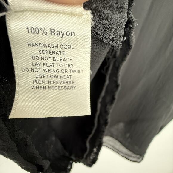 ecru Beaded Chiffon Top Women size XS Black Long sleeve Pullover - Picture 6 of 10